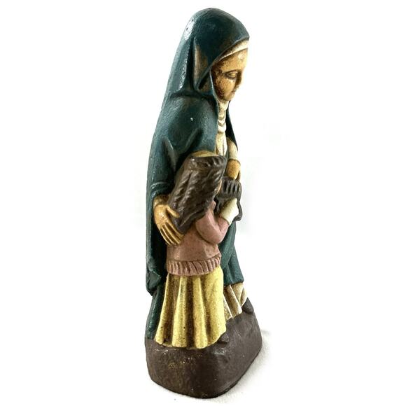 Vintage St. Anne Teaching Child Religious Figurine Stoneware Statue 8.5” - Picture 2 of 5